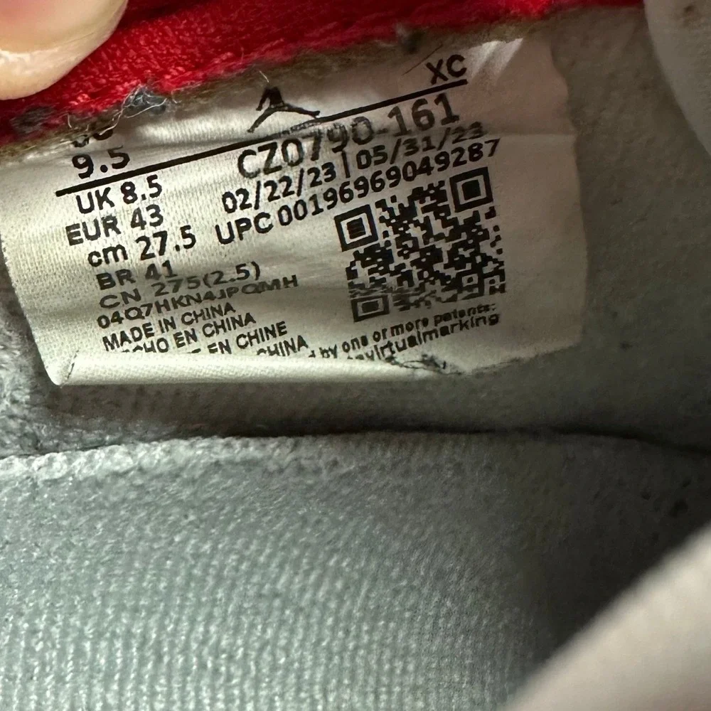 Nike Air Jordan 1 Retro Low OG White University Red CZ0790-161 Men's Sz 9.5